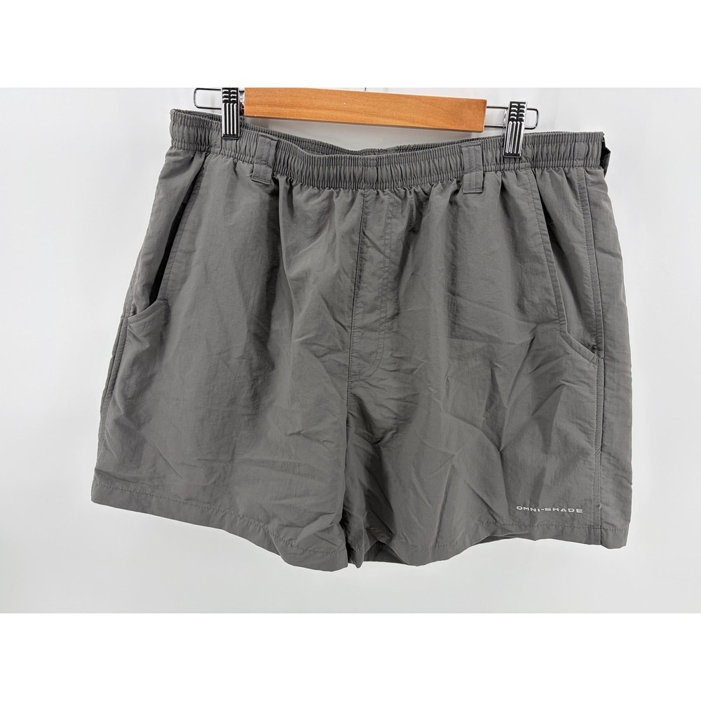 Columbia, PFG Omni-Shad, Fishing Shorts Men's L, Gray Nylon Outdoor Drawstring